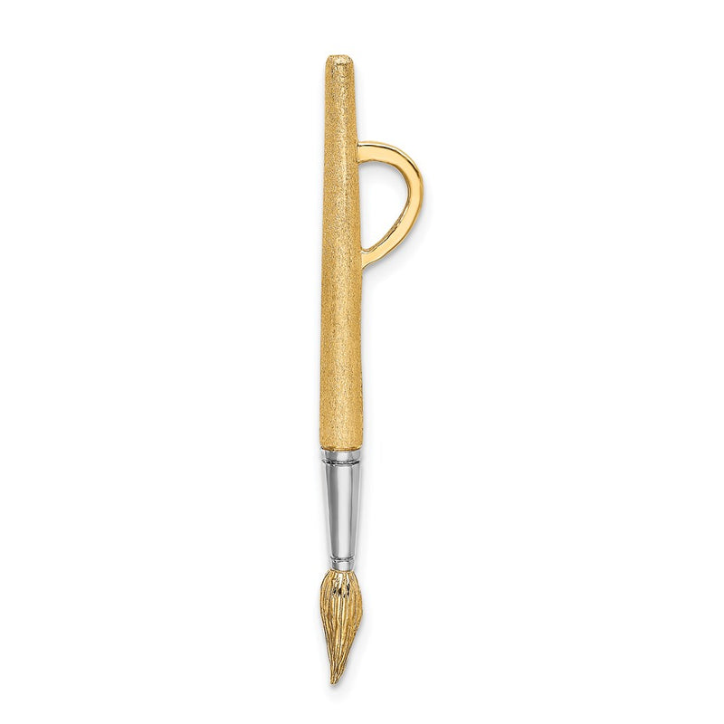 14k Yellow & Rhodium Gold w/Rhodium  3-D Water Paint Brush Charm