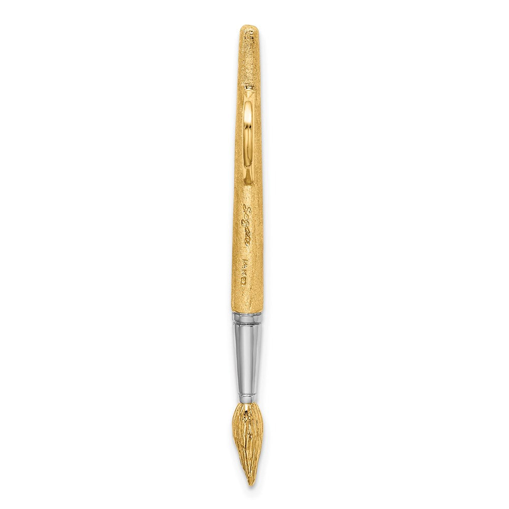 14k Yellow & Rhodium Gold w/Rhodium  3-D Water Paint Brush Charm