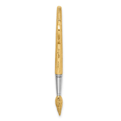 14k Yellow & Rhodium Gold w/Rhodium  3-D Water Paint Brush Charm
