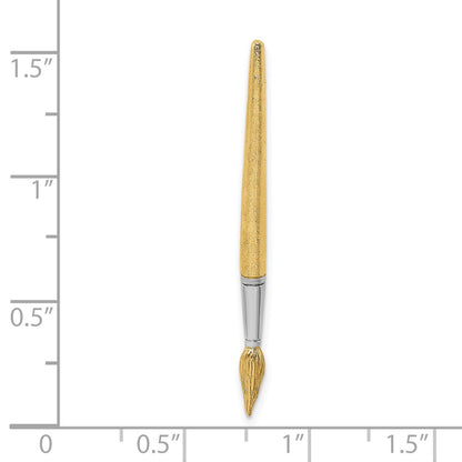 14k Yellow & Rhodium Gold w/Rhodium  3-D Water Paint Brush Charm
