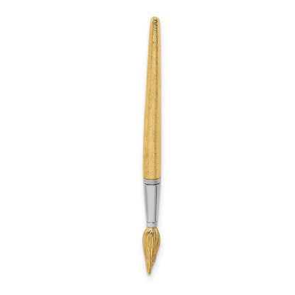 14k Yellow & Rhodium Gold w/Rhodium  3-D Water Paint Brush Charm