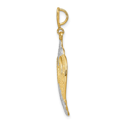 14k Yellow & Rhodium Gold w/Rhodium Cut-Out Heart Charm