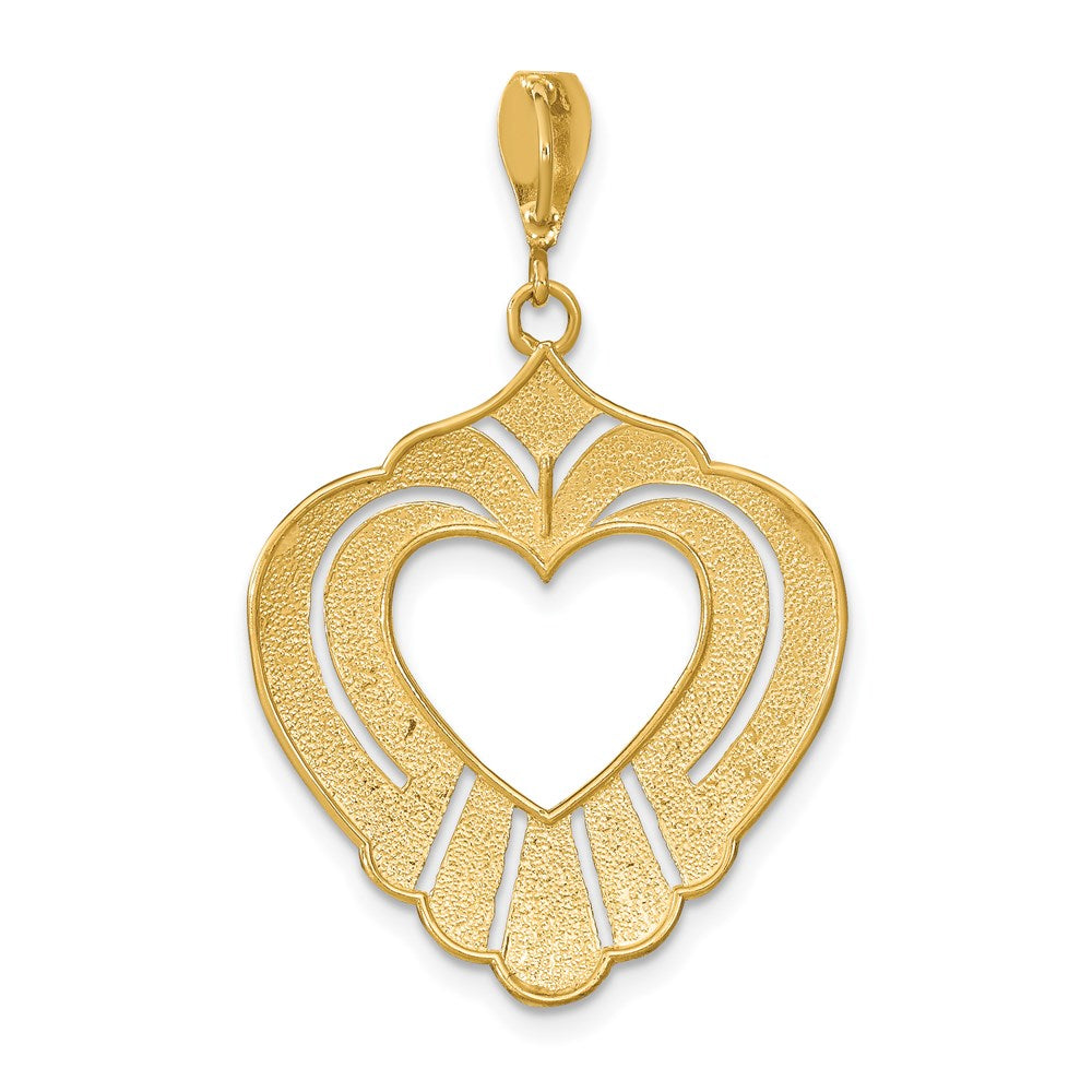 14k Yellow & Rhodium Gold w/Rhodium Cut-Out Heart Charm