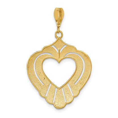 14k Yellow & Rhodium Gold w/Rhodium Cut-Out Heart Charm