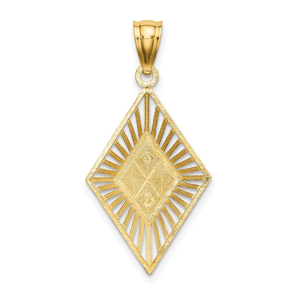 14k Yellow & Rhodium Gold w/Rhodium D/C Diamond Shape Charm