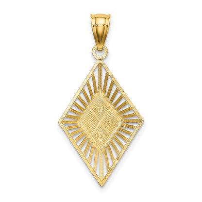 14k Yellow & Rhodium Gold w/Rhodium D/C Diamond Shape Charm