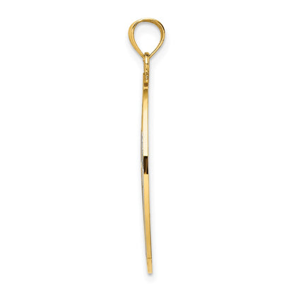 14k Yellow & Rhodium Gold w/Rhodium Serenity Prayer On Back Cross and Rose Charm