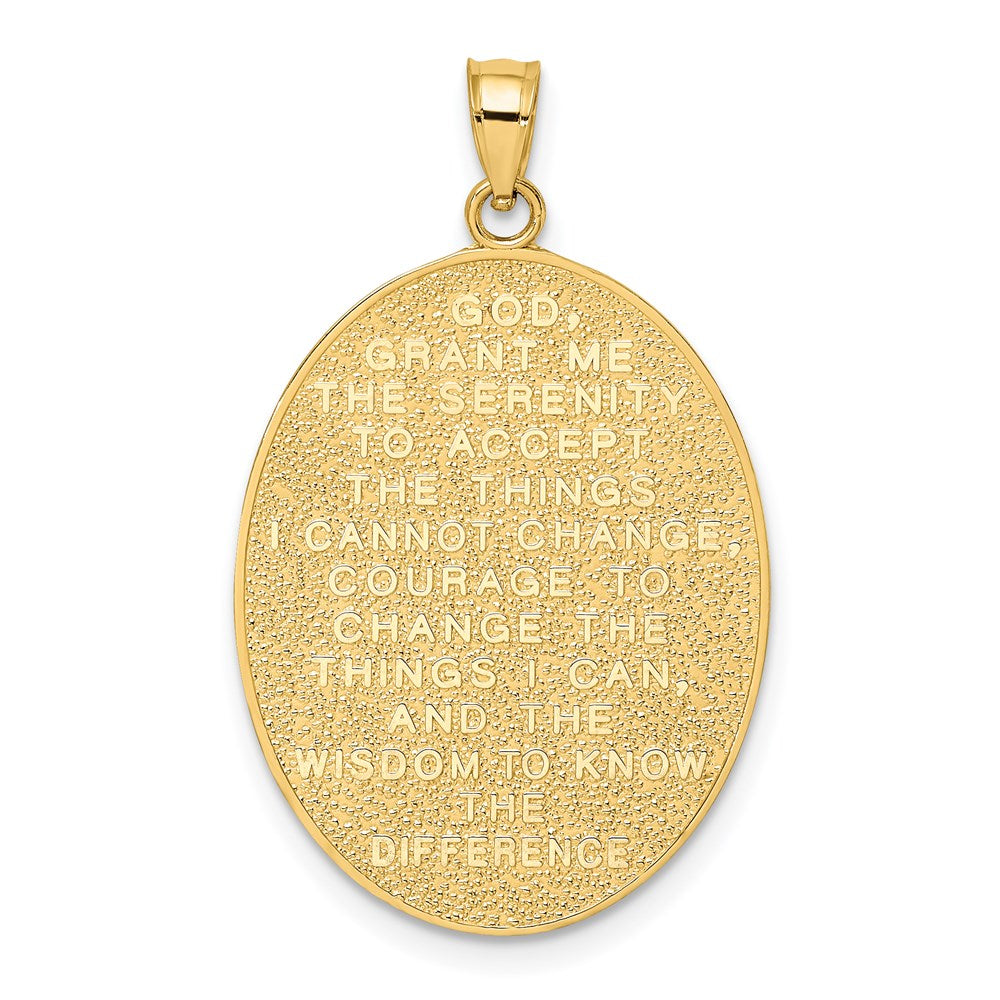 14k Yellow & Rhodium Gold w/Rhodium Serenity Prayer On Back Cross and Rose Charm