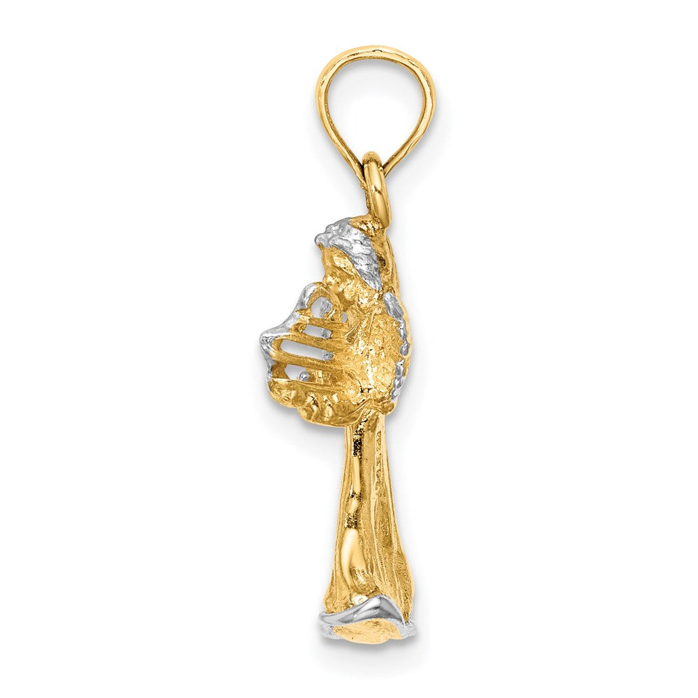 14k Yellow & Rhodium Gold w/ White Rhodium 3-D Angel Playing Harp Charm