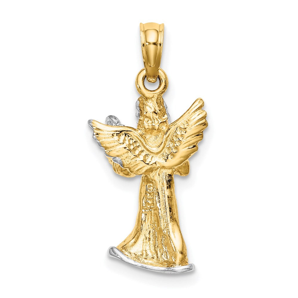 14k Yellow & Rhodium Gold w/ White Rhodium 3-D Angel Playing Harp Charm
