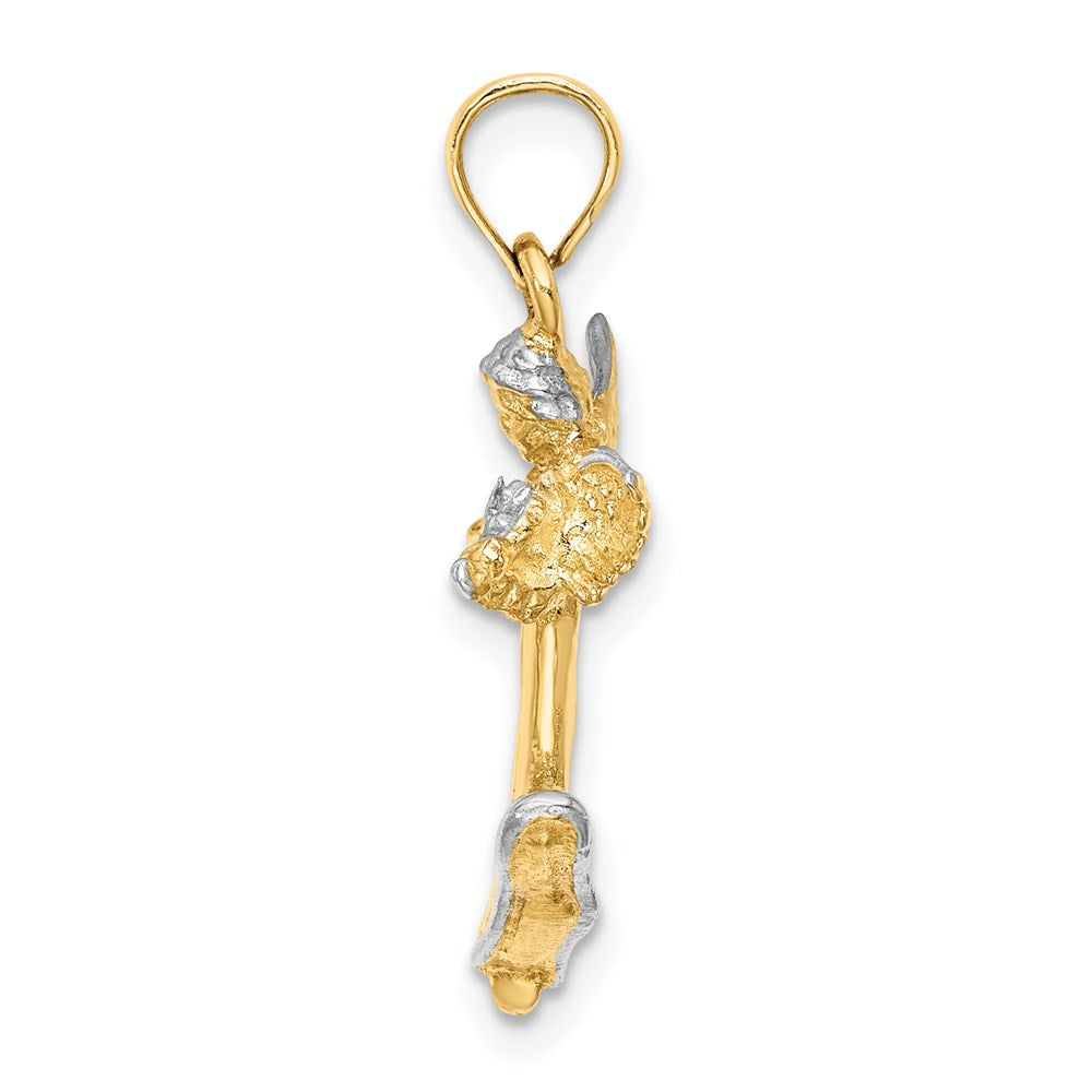 14k Yellow & Rhodium Gold w/ White Rhodium 3-D Angel Playing Violin Charm