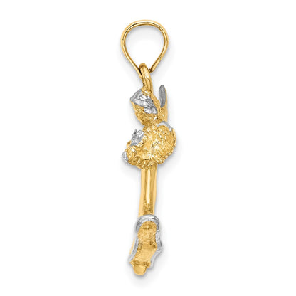 14k Yellow & Rhodium Gold w/ White Rhodium 3-D Angel Playing Violin Charm