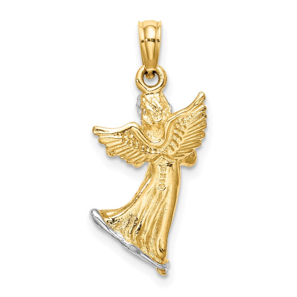 14k Yellow & Rhodium Gold w/ White Rhodium 3-D Angel Playing Violin Charm