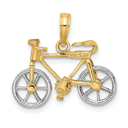14k Two-tone Gold 3-D Bicycle w/ Moveable Tires Charm