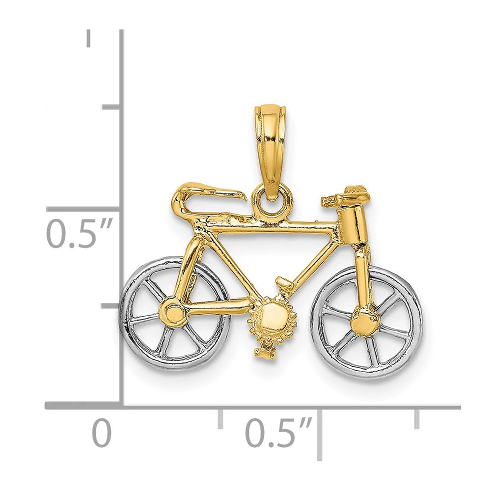 14k Two-tone Gold 3-D Bicycle w/ Moveable Tires Charm