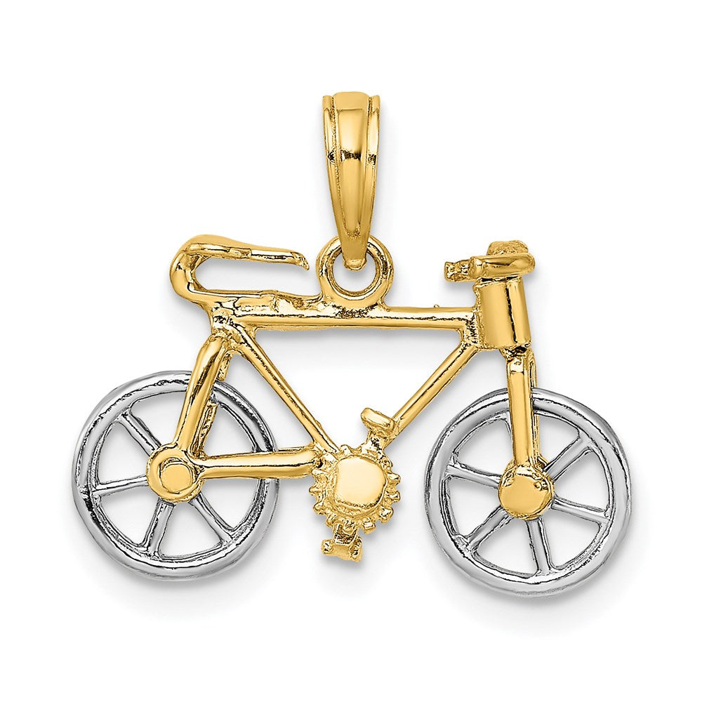 14k Two-tone Gold 3-D Bicycle w/ Moveable Tires Charm