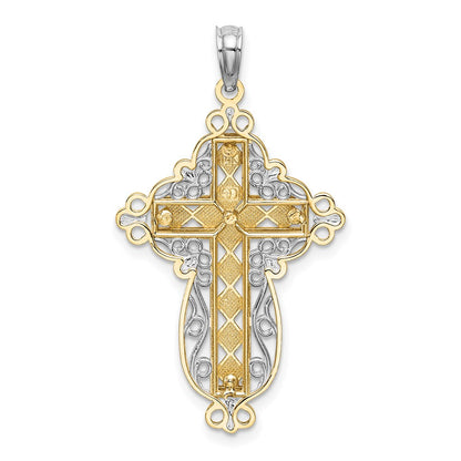 14k Two-tone Gold Two-tone Gold D/C Filigree Cross Charm