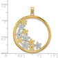 14k Yellow & Rhodium Gold w/Rhodium Stars in Round Frame Charm