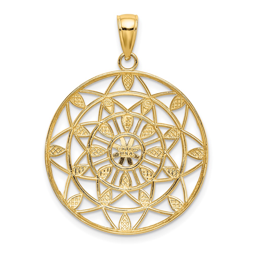14k Yellow & Rhodium Gold w/White Rhodium Cut-Out Diamond-cut Charm