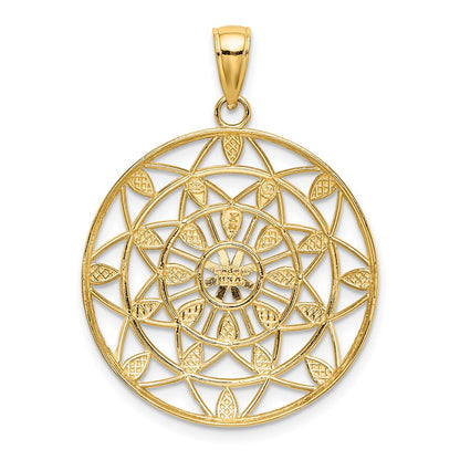 14k Yellow & Rhodium Gold w/White Rhodium Cut-Out Diamond-cut Charm