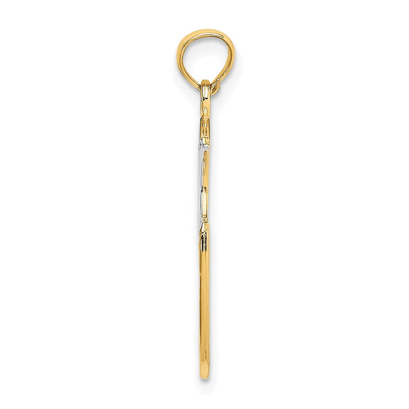 14k Yellow & Rhodium Gold w/ Rhodium WISH DREAM BELIEVE Moon and Stars Charm