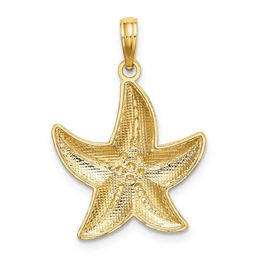 14k Yellow & Rhodium Gold Rhodium Diamond-cut Small Starfish Charm