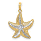 14k Yellow & Rhodium Gold Rhodium Diamond-cut Small Starfish Charm