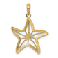 14k Yellow & Rhodium Gold with White Rhodium Small Starfish Charm