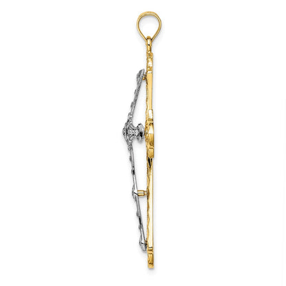 14k Two-tone Gold Two-tone Gold and D/C Filigree Cross Charm