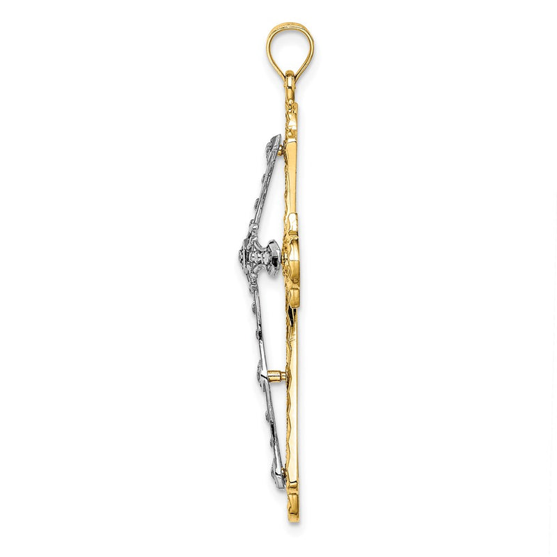 14k Two-tone Gold Two-tone Gold and D/C Filigree Cross Charm