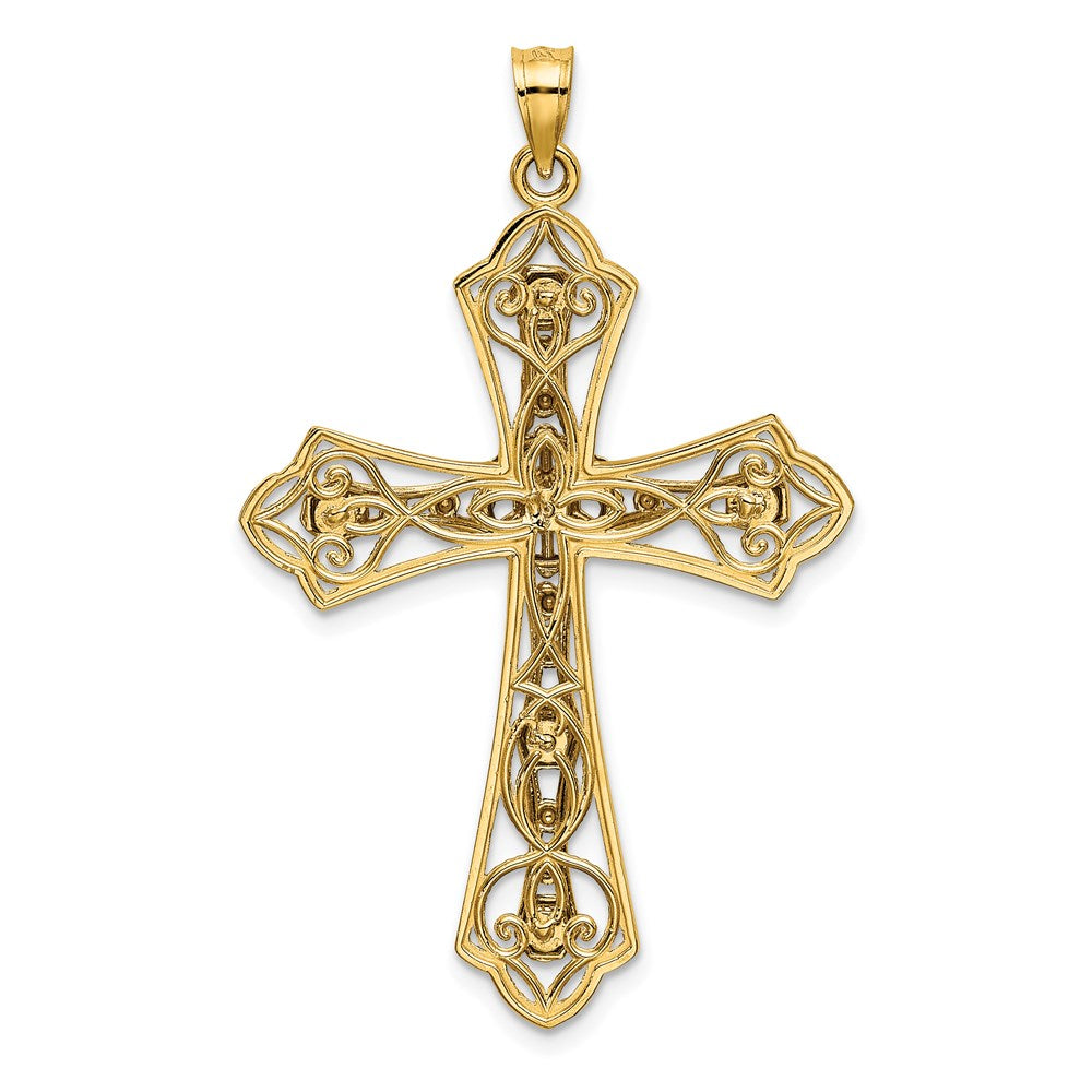 14k Two-tone Gold Two-tone Gold and D/C Filigree Cross Charm