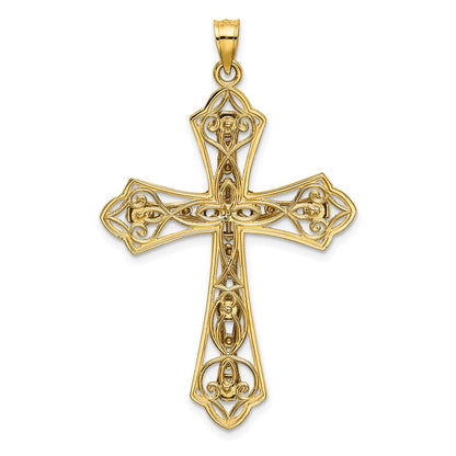 14k Two-tone Gold Two-tone Gold and D/C Filigree Cross Charm
