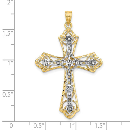 14k Two-tone Gold Two-tone Gold and D/C Filigree Cross Charm