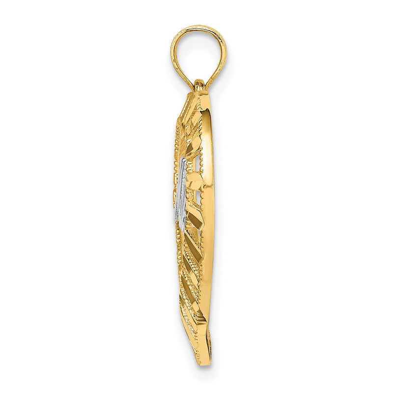 14k Yellow & Rhodium Gold w/Rhodium MADRE  in Heart Charm