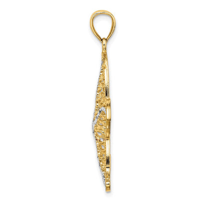 14k Yellow & Rhodium Gold with White Rhodium Starfish Filigree Charm