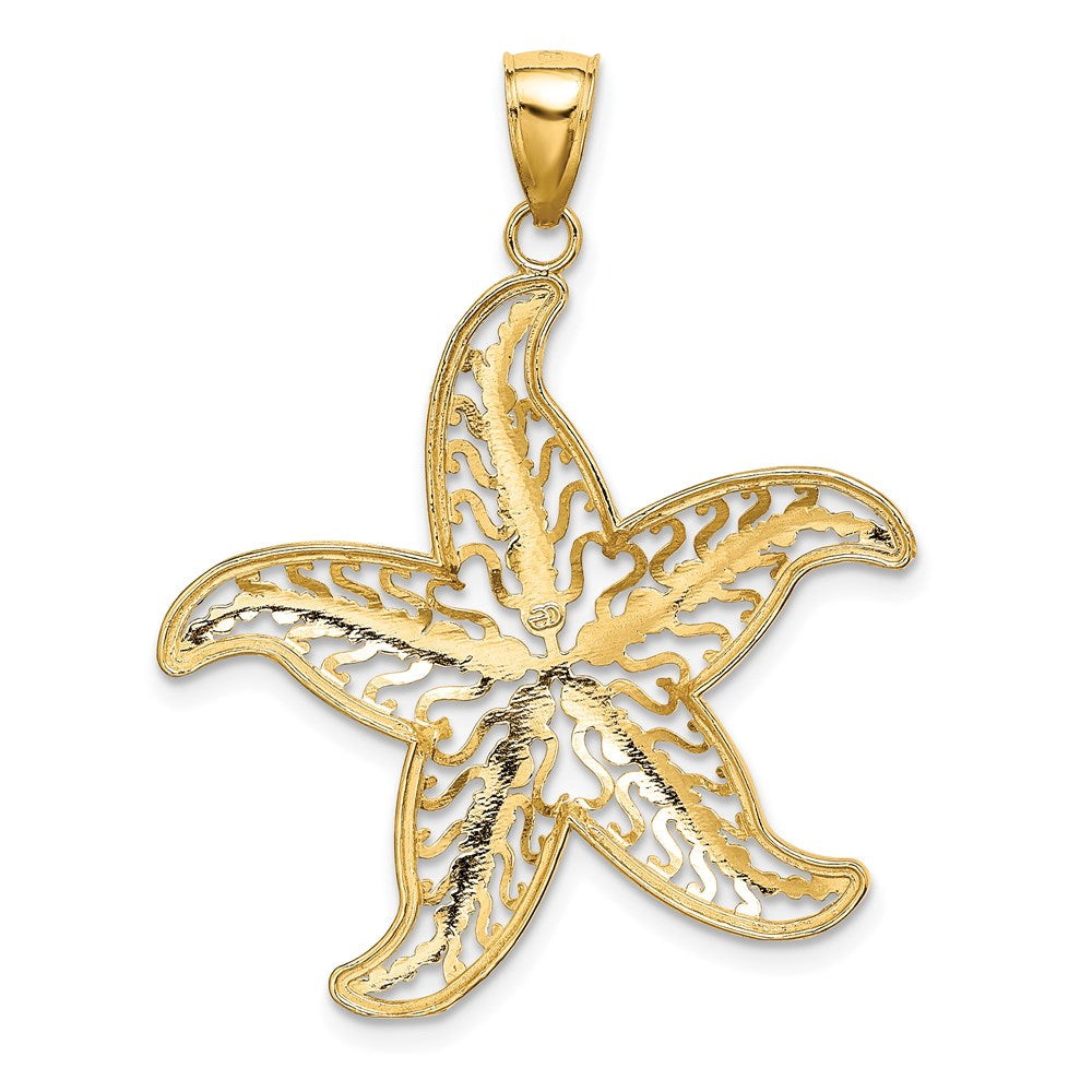 14k Yellow & Rhodium Gold with White Rhodium Starfish Filigree Charm