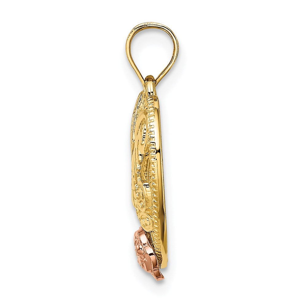 14k Two-tone Gold Yellow and Rose Gold w/White Rhodium  #1 MOM Heart Charm