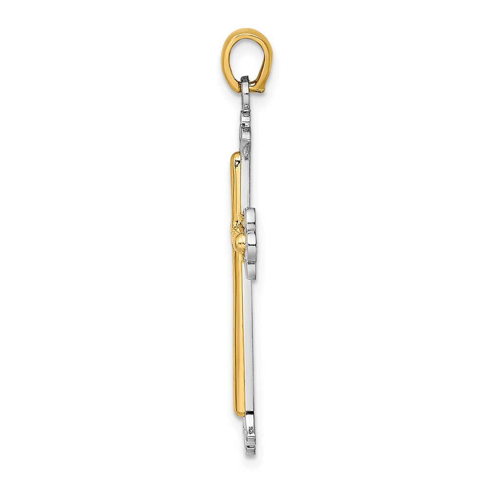 14k Two-tone Gold Polished Cross Charm