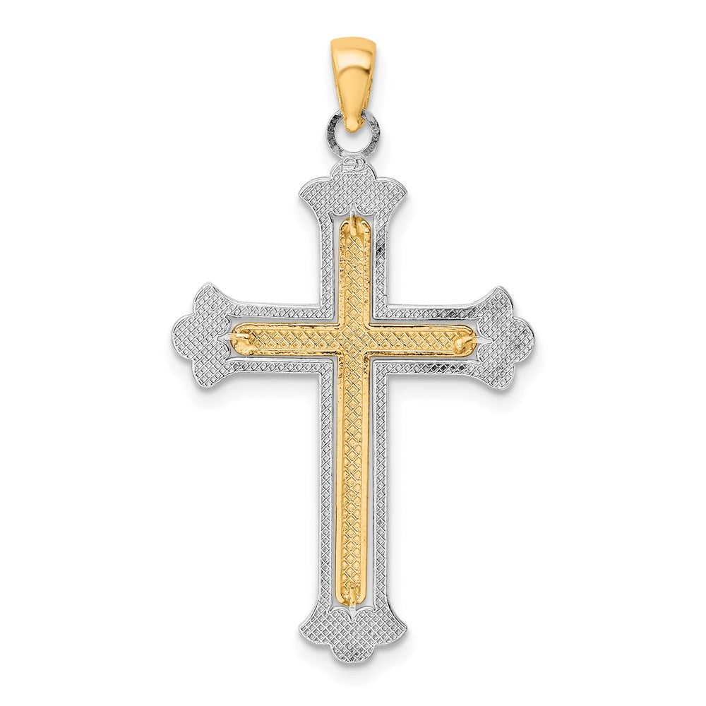 14k Two-tone Gold Polished Cross Charm