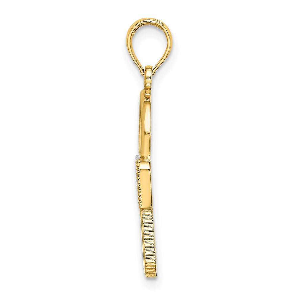 14k Yellow & Rhodium Gold w/Rhodium Lock Charm