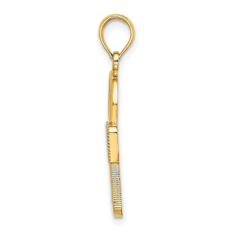14k Yellow & Rhodium Gold w/Rhodium Lock Charm