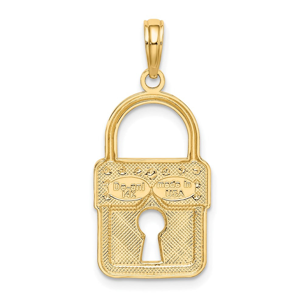 14k Yellow & Rhodium Gold w/Rhodium Lock Charm