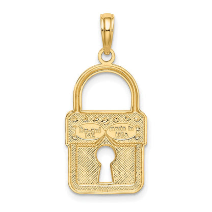 14k Yellow & Rhodium Gold w/Rhodium Lock Charm