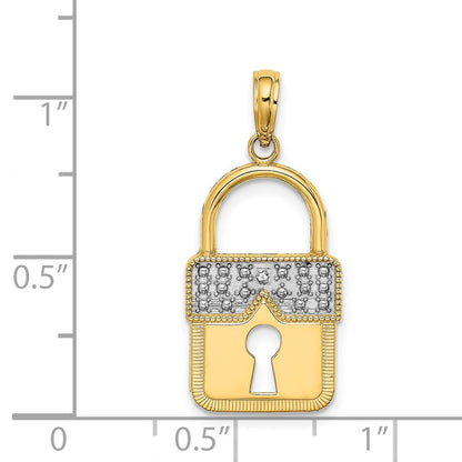 14k Yellow & Rhodium Gold w/Rhodium Lock Charm