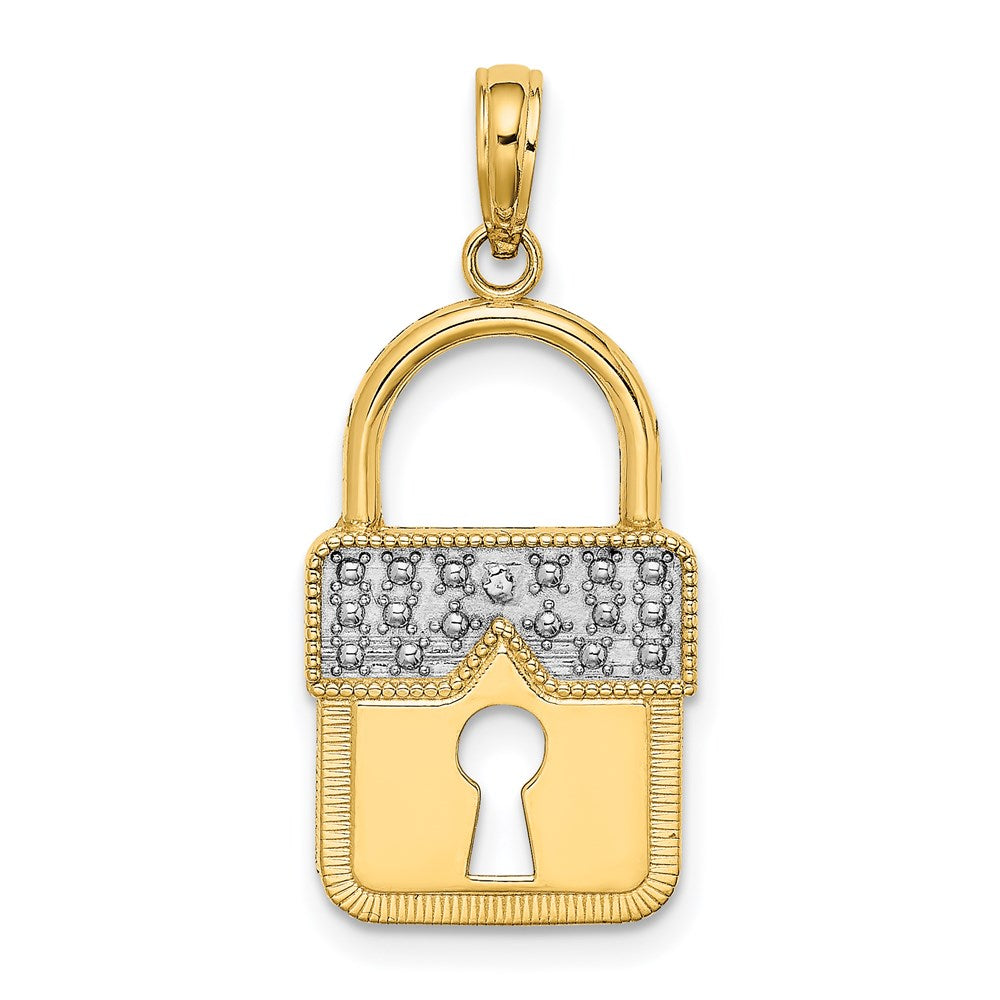 14k Yellow & Rhodium Gold w/Rhodium Lock Charm
