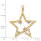 14k Two-tone Gold w/White Rhodium Star w/Flowers Charm