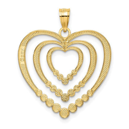 14k Yellow & Rhodium Gold w/ Rhodium Diamond-cut Polished 3-Hearts Charm