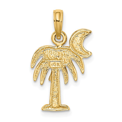 14k Yellow & Rhodium Gold W/ Rhodium Polished Charelston Palm Tree Charm