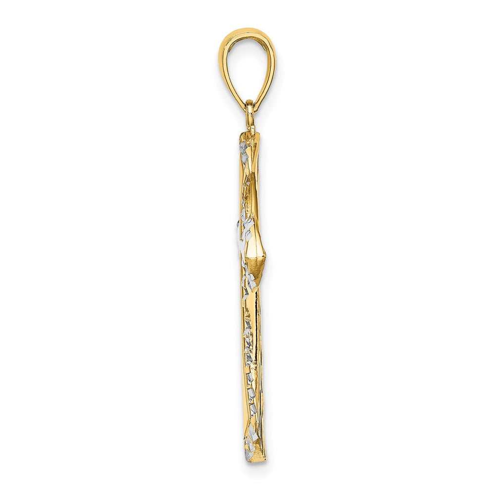 14k Yellow & Rhodium Gold w/ Rhodium and D/C Reversible Cross Charm