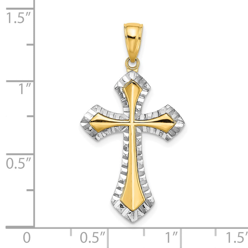 14k Yellow & Rhodium Gold w/ Rhodium and D/C Reversible Cross Charm